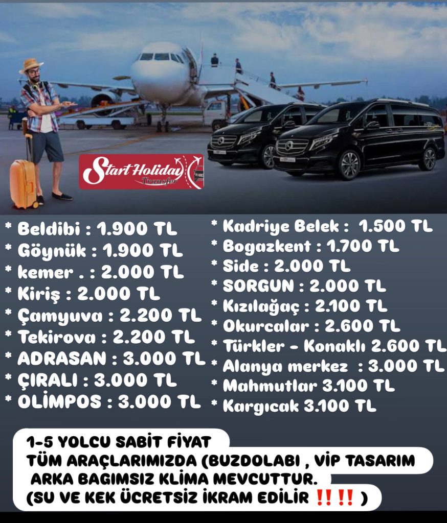 antalya havalimanı side Alanya kemer belek fethiye kaş transfer