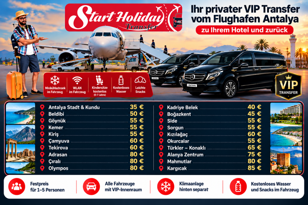 VIP-Transfer in Antalya – Preise und Transferangebote von Start Holiday Transfer